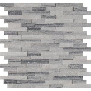Alaska Grey Splitface 12 in. x 12 in. x 10 mm Marble Mesh-Mounted Mosaic Tile (10 sq. ft. / case)-ALGRY-SFIL10MM 206744768