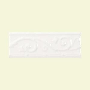 Daltile Fashion Accents Arctic White 3 in. x 8 in. Ceramic Ivy Listello Wall Tile-FA5119038IVY1P1 202659981