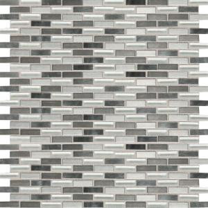 Daltile Fashion Accents Nickel Blend 12 in. x 12 in. Glass and Stone Brix Blend Mosaic Wall Tile-FA641212BMS1P 203719335