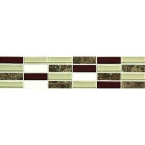 Daltile Stone Decorative Accents Cohiba Illusion 2-5/8 in. x 12 in. Marble and Glass Accent Tile-ST63312DCOCC1L 203213485