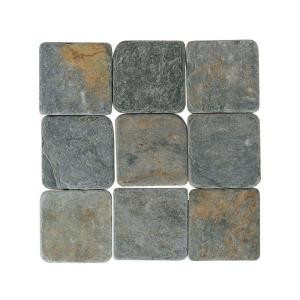 Daltile Travertine Indian Multicolor 4 in. x 4 in. Tumbled Stone Floor and Wall Tile (6 sq. ft. / case)-TS70441P 202665728