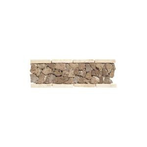 Daltile Travertine Walnut Pebble 4 in. x 12 in. Tumbled Slate Liner Accent Wall Tile-TS19412BR1P 202665717