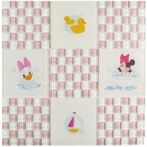 Disney Baby Pink 11-3/4 in. x 11-3/4 in. x 5 mm Glass Mosaic Tile-WDSBBY31 206638280