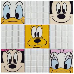 Disney Classic White 11-3/4 in. x 11-3/4 in. x 5 mm Glass Mosaic Tile-WDSCLS29 206638283