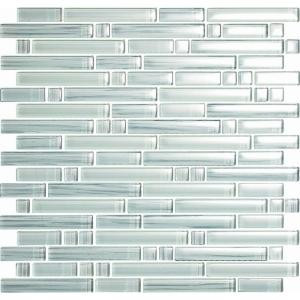 Epoch Architectural Surfaces Brushstrokes Bianco S Strips Mosaic Glass Mesh Mounted - 4 in. x 4 in. Tile Sample-BIANCO SAMPLE 203153180