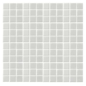 Epoch Architectural Surfaces Oceanz O-White-1720 Mosiac Recycled Glass Anti Slip Mesh Mounted Floor and Wall Tile - 3 in. x 3 in. Tile Sample-O-WHITE SAMPLE 203153251