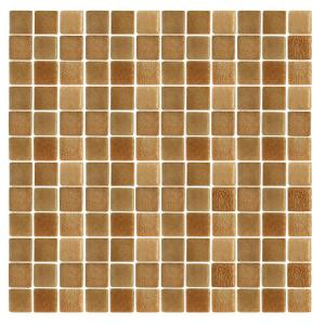 Epoch Architectural Surfaces Spongez S-Brown-1410 Mosiac Recycled Glass Mesh Mounted Floor and Wall Tile - 3 in. x 3 in. Tile Sample-S-BROWN SAMPLE 203153272
