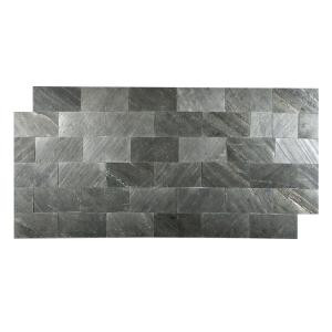 FastStone+ Black Line 3 in. x 6 in. Slate Peel and Stick Wall Tile (5 sq. ft. / pack)-70-048-01-01 207041448