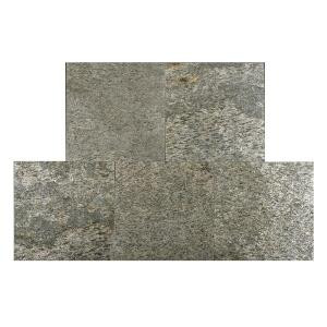 FastStone+ Silver Shine 12 in. x 12 in. Slate Peel and Stick Wall Tile (5 sq. ft. / pack)-70-046-04-01 207041389