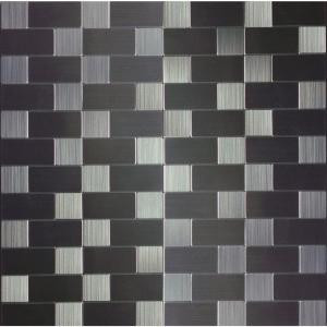 Instant Mosaic 12 in. x 12 in. x 6 mm Peel and Stick Brushed Stainless Metal Wall Tile-EKB-03-110 205583488