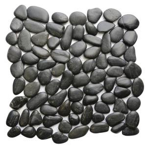 Islander Black 12 in. x 12 in. Natural Pebble Stone Floor and Wall Tile-20-1-BLK 205925896