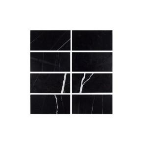 Jeff Lewis 3 in. x 6 in. Nero Marquina Polished Marble Field Wall Tile (8-pieces / pack)-98456 207174585