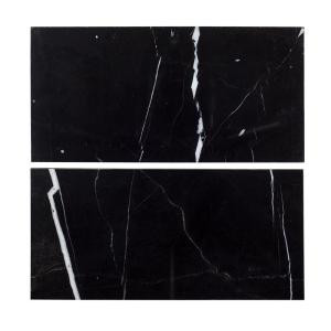 Jeff Lewis 6 in. x 12 in. Nero Marquina Polished Marble Field Wall Tile (2-pieces / pack)-98457 207174586