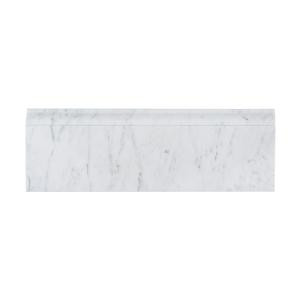 Jeff Lewis Italian White Carrara 4 in. x 12 in. Honed Marble Base Trim-98449 207174579