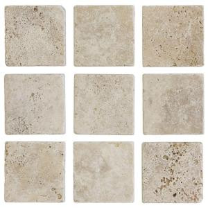 Jeffrey Court 4 in. x 4 in. Light Travertine Tumbled Wall Tile (9-Pack)-67542 100178748