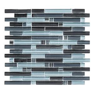 Jeffrey Court Blue Zephyr Pencil 12 in. x 12 in. x 8 mm Glass Mosaic Wall Tile-99172 202530594