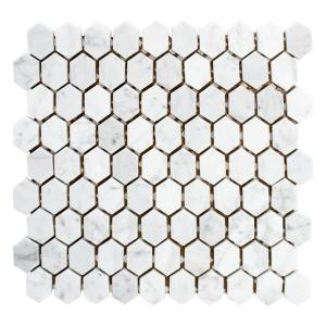 Jeffrey Court Carrara Constellation 10-7/8 in. x 11-5/8 in. x 8 mm Marble Mosaic Tile-99354 205948403