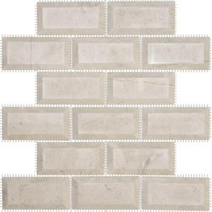 Jeffrey Court Creama 2 x 4 Beveled 12 in. x 12 in. x 10 mm Marble Mosaic Wall Tile-99654 203774480