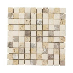 Jeffrey Court Giallo Sienna Medley 12 in. x 12 in. x 8 mm Travertine Marble Mosaic Floor/Wall Tile-99031 202273472