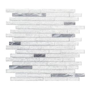 Jeffrey Court Ice Pencil 11-7/8 in. x 13 in. x 8 mm Glass/Metal Mosaic Tile-99479 206671755