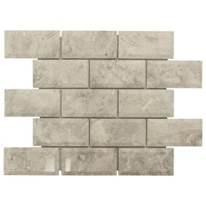 Jeffrey Court Roman 2 x 4 Beveled 13.75 in. x 10 in. x 10 mm Grey Marble Mosaic Wall Tile-99708 204659620