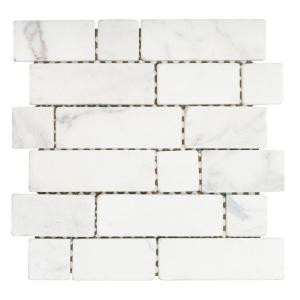 Jeffrey Court Statuario Block White 12 in. x 12 in. x 8 mm Marble Mosaic Tile-53088 202050761
