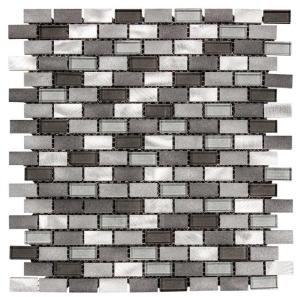 Jeffrey Court Stealth 12 in. x 12 in. x 8 mm Glass/Metal Mosaic Wall Tile-99588 204659470
