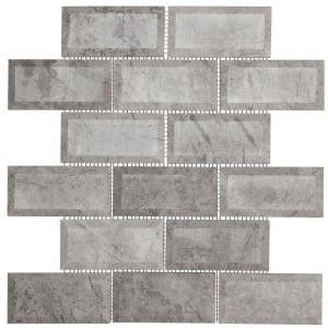 Jeffrey Court Tundra Grey 2 x 4 Beveled 12 in. x 12 in. x 10 mm Marble Mosaic Wall Tile-99652 203774476