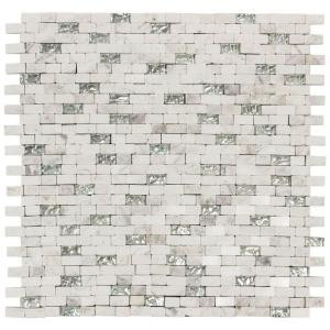 Jeffrey Court Vision Mini Brick 11.75 in. x 12 in. x 8 mm Glass/White Marble Mosaic Wall Tile-99722 204659689