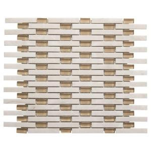 Jeffrey Court White Plains 13.75 in. x 11 in. x 8 mm Glass/White Marble Mosaic Wall Tile-99597 204659583