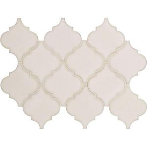 MS International Antique White Arabesque 10-1/2 in. x 15-1/2 in. x 8 mm Glazed Ceramic Mesh-Mounted Mosaic Wall Tile (11.3 sq.ft./case)-PT-AW-ARABESQ 205308160