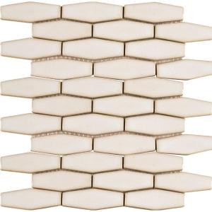 MS International Antique White Elongated Hexagon 12 in. x 12 in. x 8 mm Glazed Ceramic Mesh-Mounted Mosaic Tile (10 sq. ft. / case)-PT-AW-HEXEL 204695000