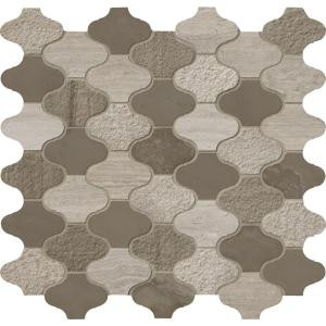 MS International Arctic Storm Arabesque 12 in. x 12.6 in. x 10 mm Multi Finish Marble Mesh-Mounted Mosaic Tile (10.5 sq. ft. / case)-AS-ARABESQUE 206986624