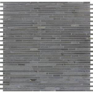 MS International Basalt Blue Bamboo 12 in. x 12 in. x 10 mm Honed Mesh-Mounted Mosaic Tile (10 sq. ft. / case)-BSLTB-BMP10MM 205864780
