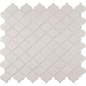 MS International Bianco Arabesque 9.84 in. x 10.63 in. x 6 mm Glazed Ceramic Mesh-Mounted Mosaic Tile (10.95 sq. ft. / case)-PT-BIANCO-ARABE 205891737