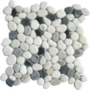 MS International Black/White Pebbles 12 in. x 12 in. x 10 mm Marble Mesh-Mounted Mosaic Tile-THDW1-SH-PEB 100664291