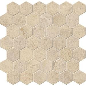 MS International Coastal Sand Hexagon 12 in. x 12 in. x 10 mm Honed Limestone Mesh-Mounted Mosaic Tile (10 sq. ft. / case)-COASAN-2HEX 205995843