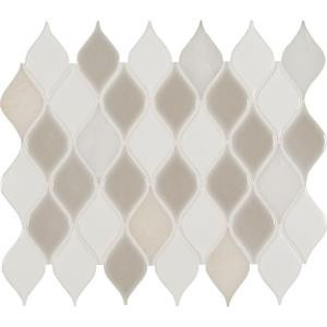MS International Cresta Blanco Leaf Pattern 12 in. x 12 in. x 8 mm Porcelain Stone Blend Mesh-Mounted Mosaic Tile (10 sq. ft. / case)-SP-CREBLA8MM 206635978
