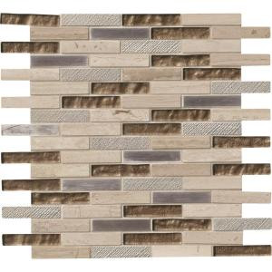 MS International Diamante Brick 12 in. x 12 in. x 8 mm Glass/Stone Mesh-Mounted Mosaic Wall Tile (10 sq. ft. / case)-SGLS-DIA8MM 204724469