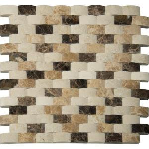 MS International Emperador Blend Arched 12 in. x 12 in. x 10 mm Polished Marble Mesh-Mounted Mosaic Wall Tile-ARCH-EMPB-1X2P 205307893
