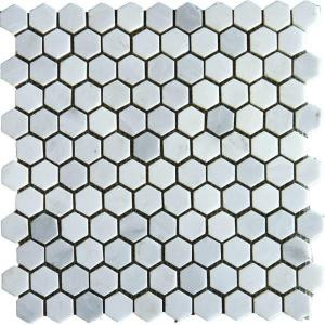 MS International Greecian White 12 in. x 12 in. x 10 mm Honed Marble Mesh-Mounted Mosaic Tile (10 sq. ft. / case)-SMOT-ARA-1HEX 202508317