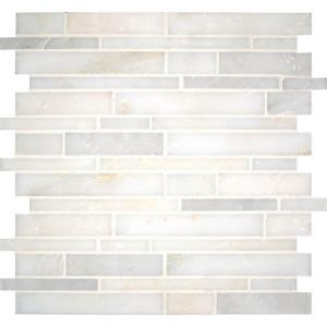 MS International Greecian White Interlocking 12 in. x 12 in. x 10 mm Polished Marble Mesh-Mounted Mosaic Tile (10 sq. ft. / case)-SMOT-GRE-ILP10MM 204724475