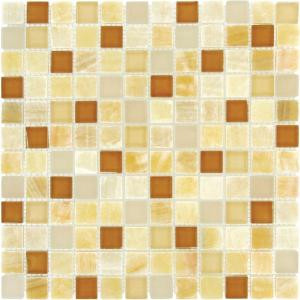MS International Honey Onyx Caramel 12 in. x 12 in. x 8 mm Glass Stone Mesh-Mounted Mosaic Tile-THDWG-SGL-HOC-8 202194651