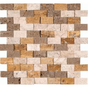 MS International Mixed 12 in. x 12 in. x 10 mm Splitface Travertine Mesh-Mounted Mosaic Tile-MIXTR-1X2SF 203447808