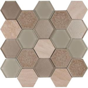 MS International Monterra Blend Hexagon 12 in. x 12 in. x 8 mm Glass Stone Mesh-Mounted Mosaic Tile (10 sq. ft. / case)-SGLS-MONBLND8 206635975