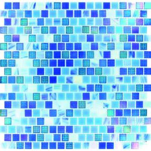 MS International Opaque Blue 12 in. x 12 in. x 4 mm Glass Mesh-Mounted Mosaic Wall Tile (20 sq. ft. / case)-GLS-OPRAIN-15MM 205643337