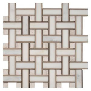 MS International Renaissance 12 in. x 12 in. x 10 mm Marble Mesh-Mounted Mosaic Floor and Wall Tile-RENAI-BW10MM 205114319