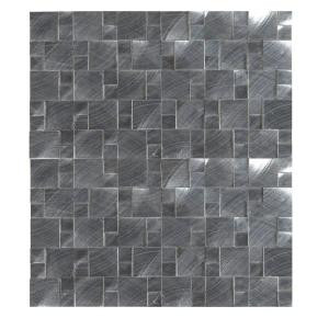 MS International Silver Aluminum Pattern 12 in. x 12 in. x 8 mm Brushed Metal Mesh-Mounted Mosaic Tile-MET-SLVAL 204688460