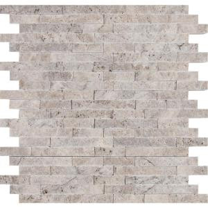 MS International Silver Splitface 11.81 in. x 12.4 in. x 10 mm Travertine Mesh-Mounted Mosaic Wall Tile (10.17 sq. ft. / case)-SILTRA-SF10MM 300051504