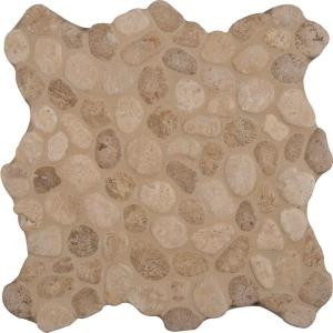 MS International Travertine Blend River Rock 12 in. x 12 in. x 10 mm Tumbled Marble Mesh-Mounted Mosaic Tile (10 sq. ft. / case)-PEB-TRAVBLND 205858872